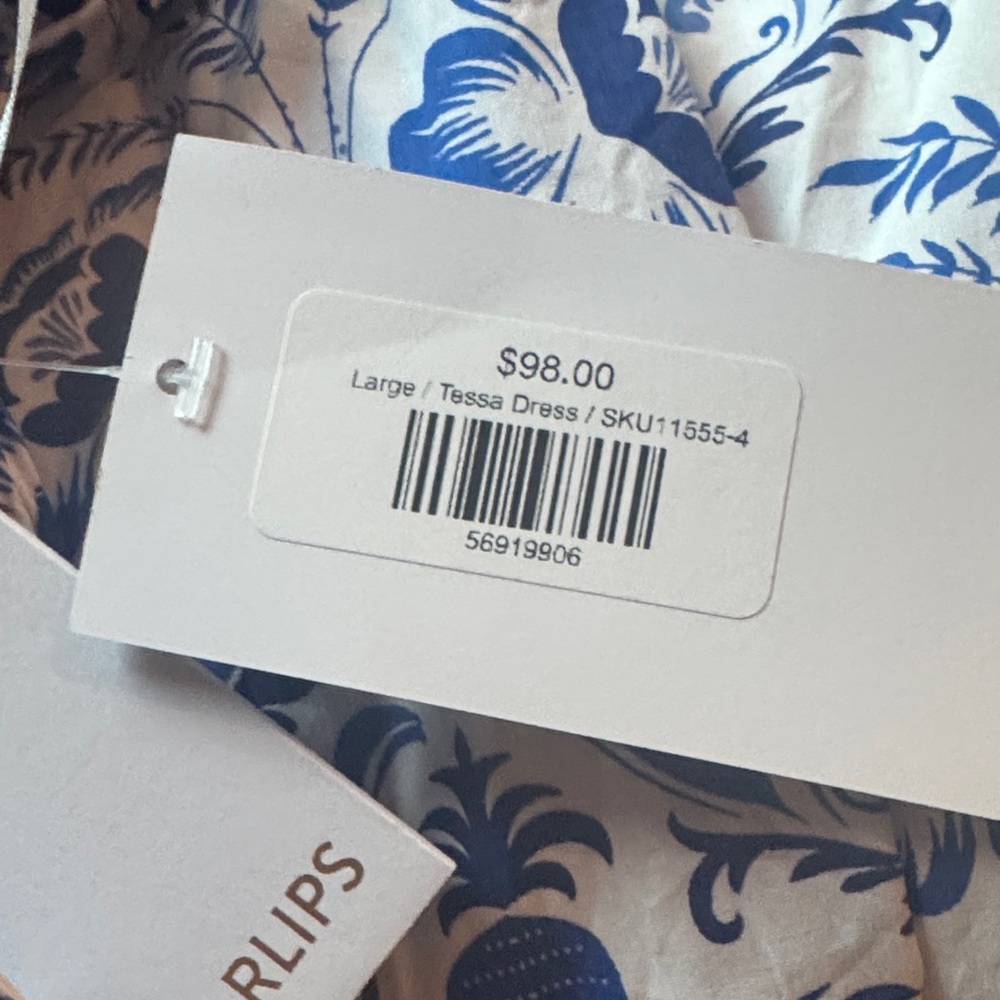 Off-Shoulder Blue & White Floral Midi Dress - Picture 11 of 11